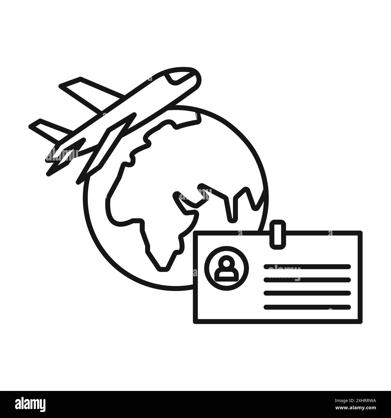 Icône de tourisme MICE vecteur d'art de ligne noire en noir et blanc contour set signe de collection Illustration de Vecteur