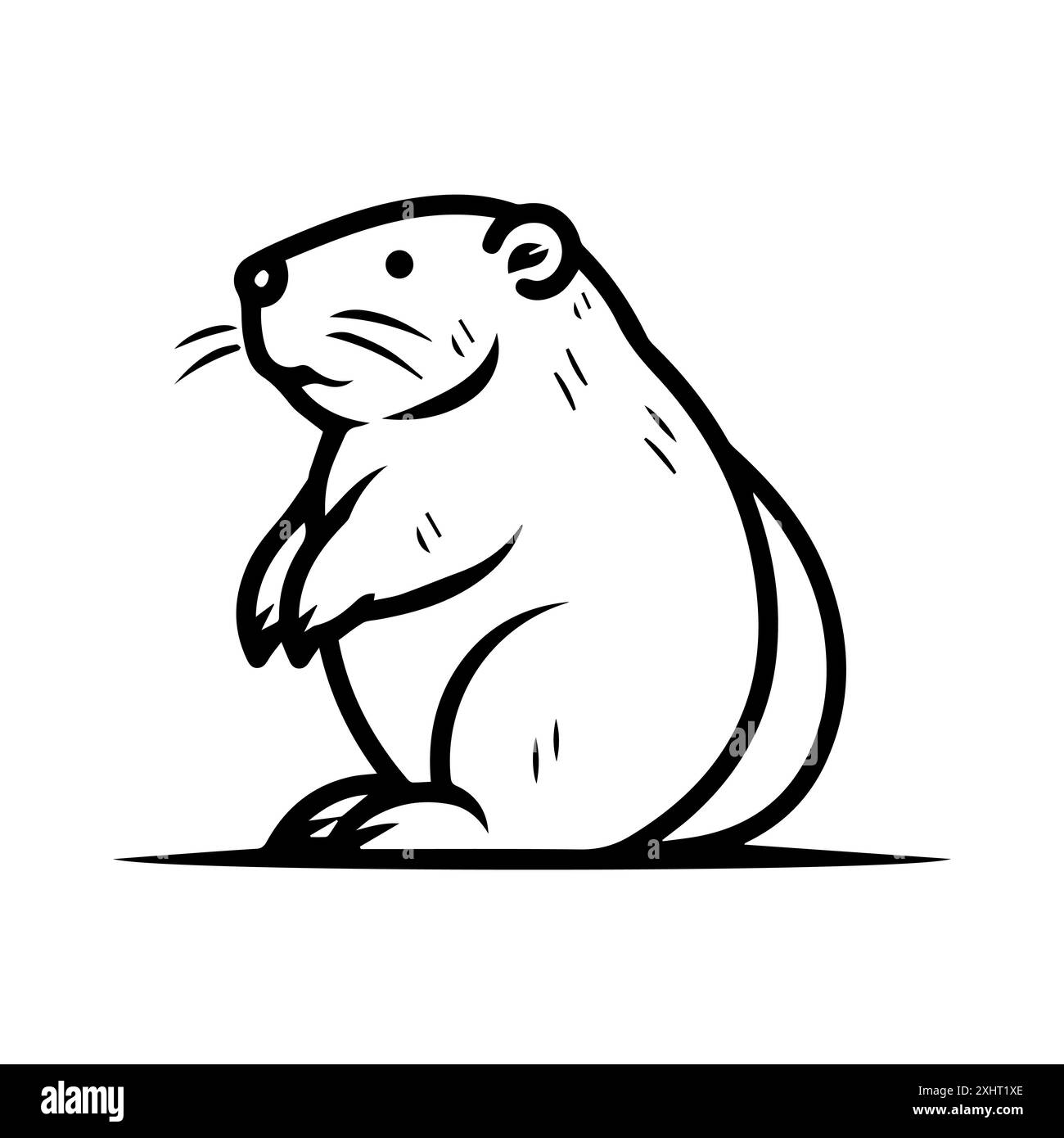 Icône de castor ou symbole de ligne moderne. Dessin au trait vectoriel et conception d'icône avec contour audacieux. Noir et blanc Pixel Perfect symbole minimaliste blanc isolé Illustration de Vecteur