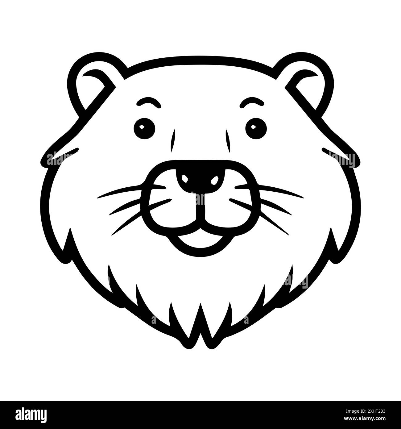 Icône de castor ou symbole de ligne moderne. Dessin au trait vectoriel et conception d'icône avec contour audacieux. Noir et blanc Pixel Perfect symbole minimaliste blanc isolé Illustration de Vecteur