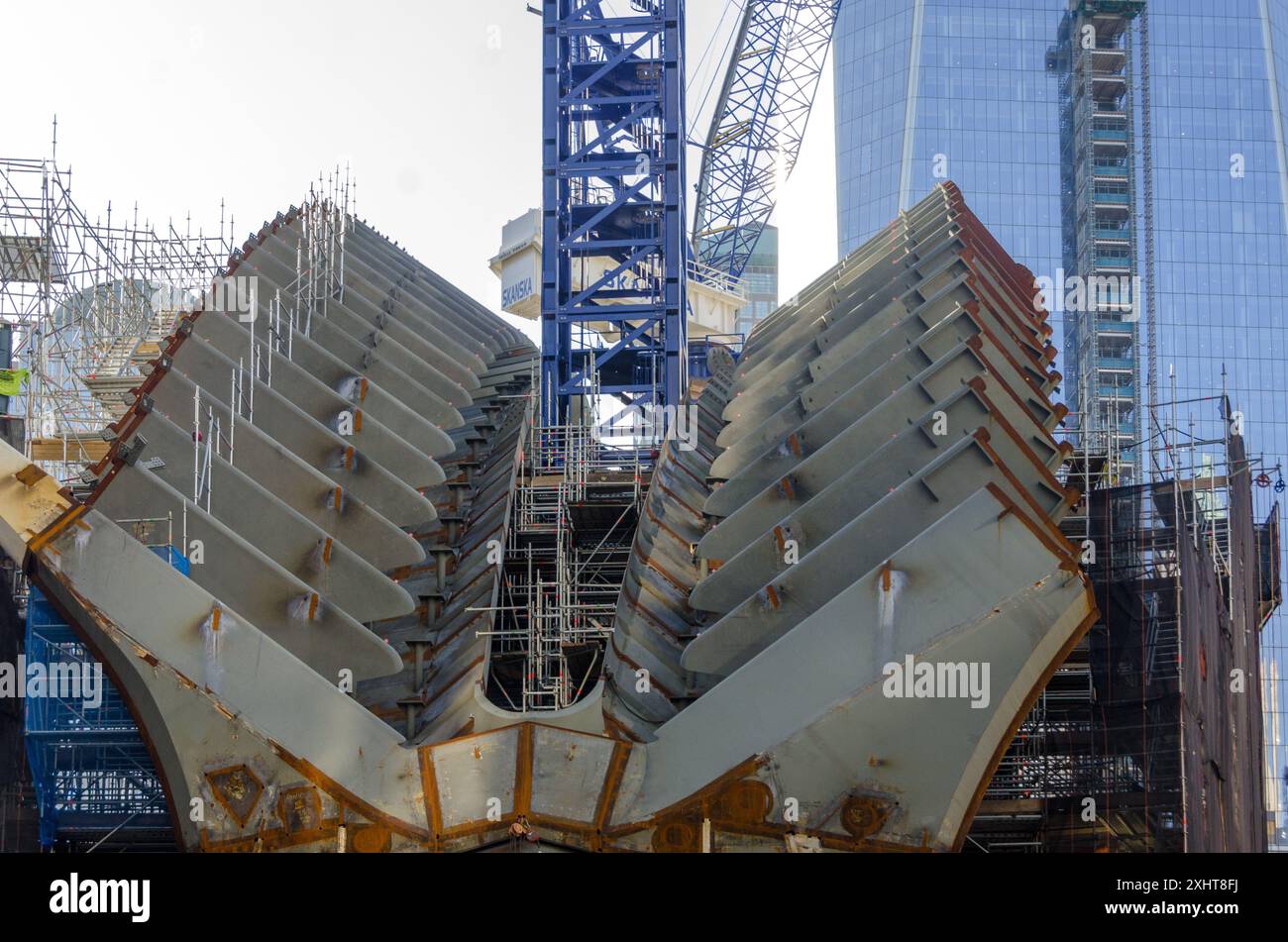Construction de l'Oculus, le plus récent centre commercial et de transport du centre-ville de Manhattan. Banque D'Images