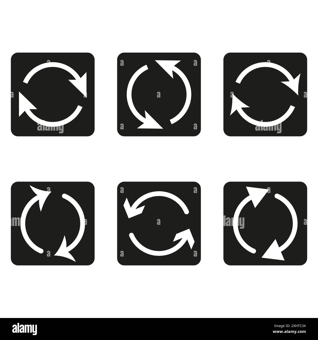 Actualiser les icônes fléchées. Vecteur noir et blanc. Symboles de synchronisation circulaires. Signes de répétition simples. Illustration de Vecteur