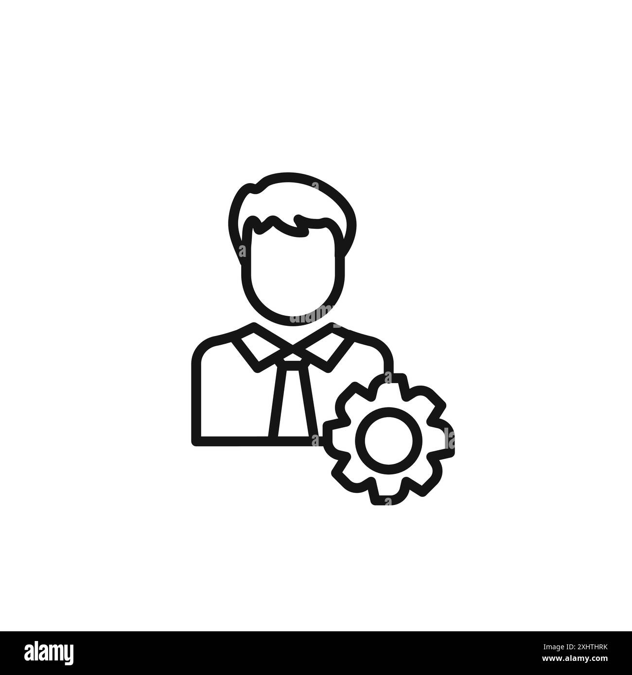 Collection ou ensemble de contours d'icône administrateur en noir et blanc Illustration de Vecteur