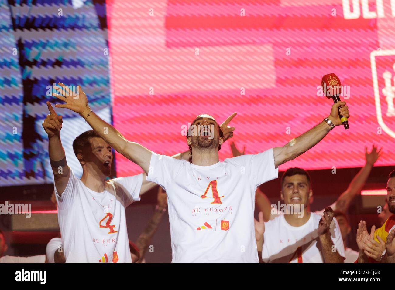 MADRID, ESPAGNE - 15 JUILLET : Marc Cucurella lors de la célébration du Championnat d'Europe de l'équipe espagnole de football sur la place Cibeles. Crédit : Guille Martinez/AFLO/Alamy Live News Banque D'Images