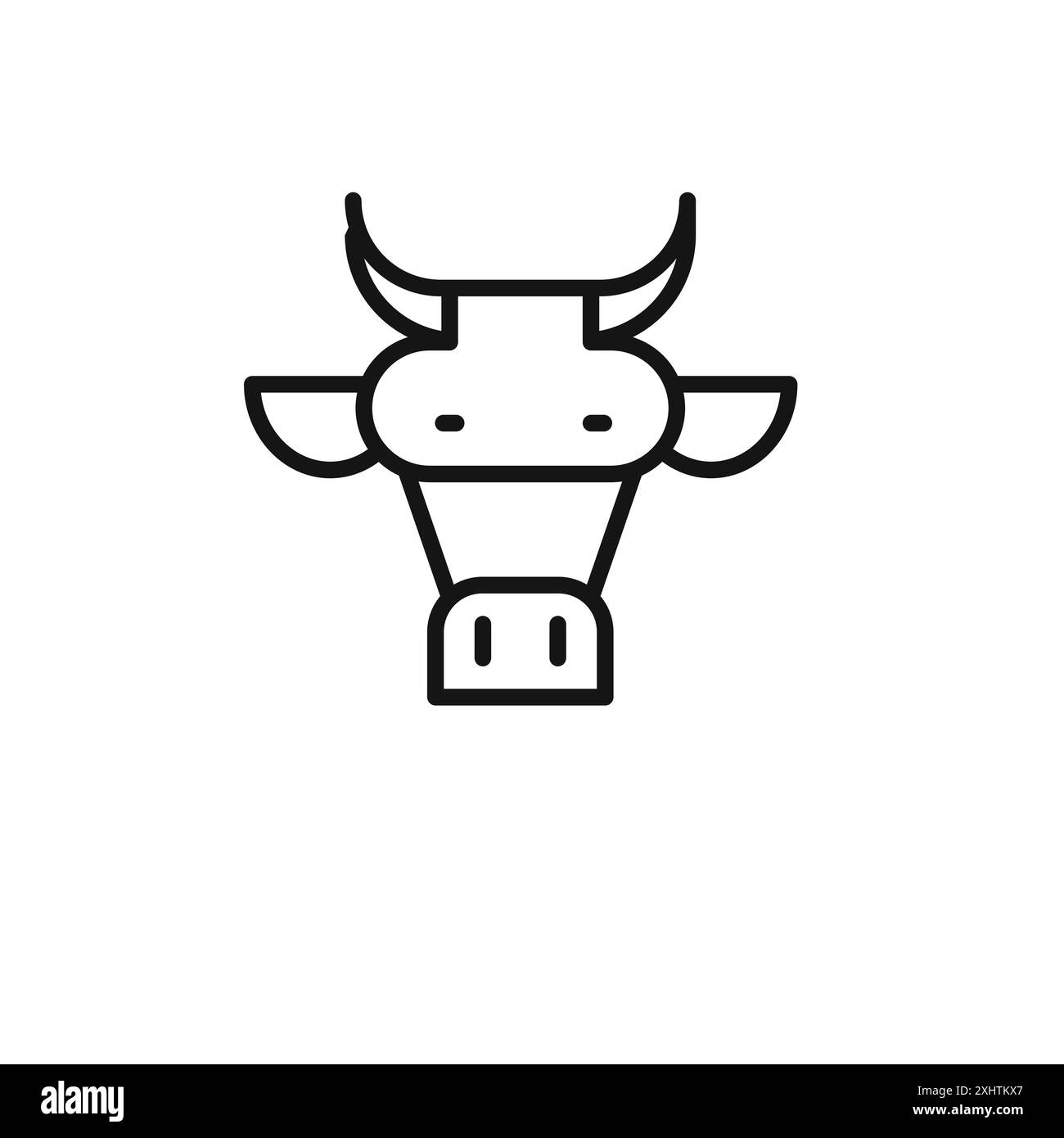 collection de contour d'icône de tête de vache ou défini en noir et blanc Illustration de Vecteur