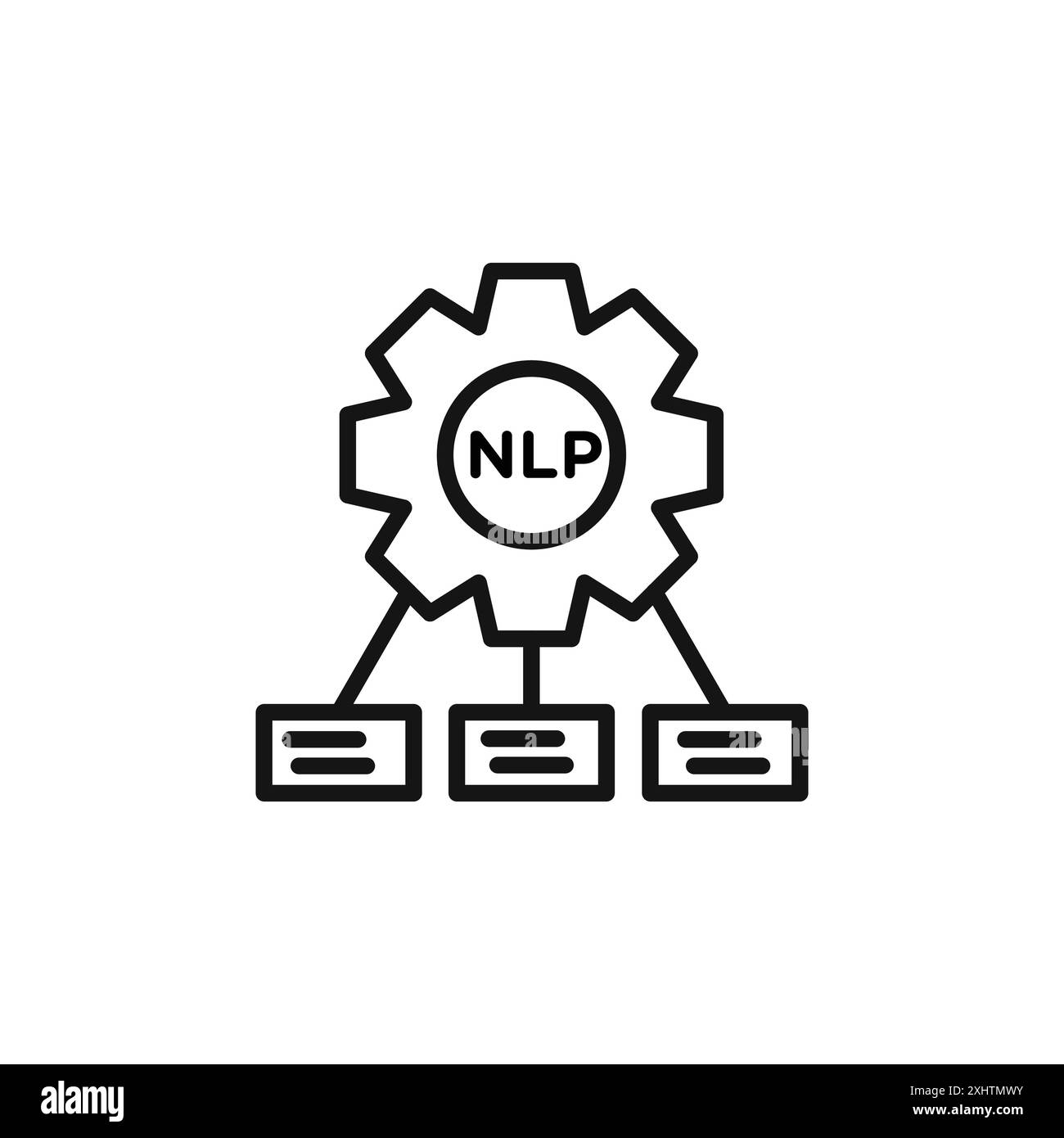 Collection de contour d'icône NLP ou ensemble en noir et blanc Illustration de Vecteur