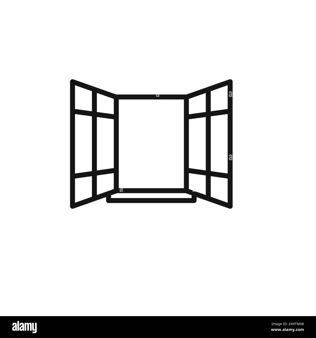 ouvrir la collection de contours d'icône de fenêtre ou définir en noir et blanc Illustration de Vecteur