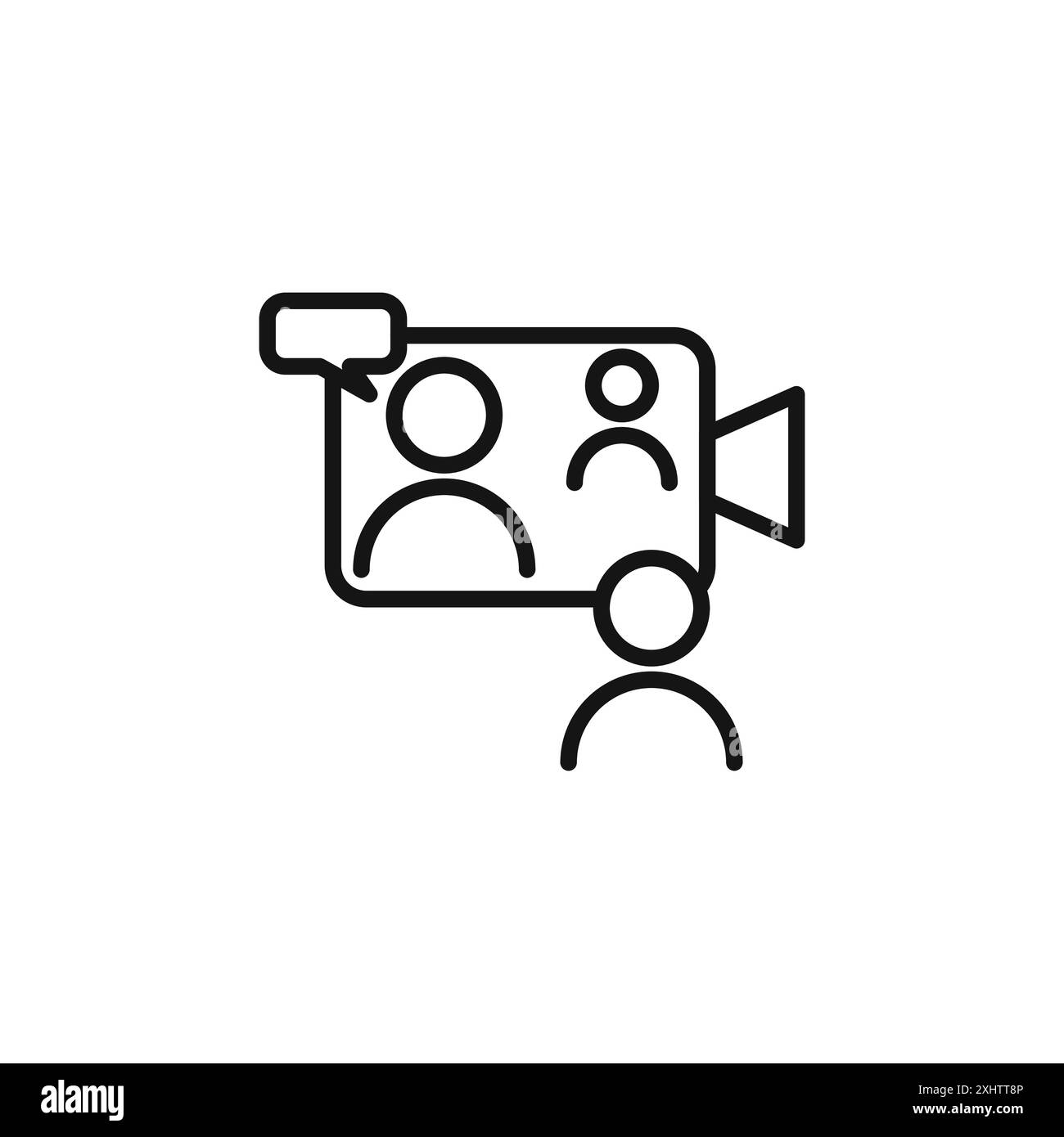 Collection de contours d'icônes de conférence de chat vidéo ou ensemble en noir et blanc Illustration de Vecteur