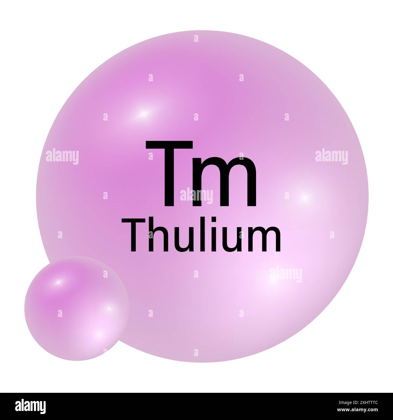 Icône d'élément thulium. Sphère rose brillante. Symbole périodique TM. Illustration vectorielle. Illustration de Vecteur