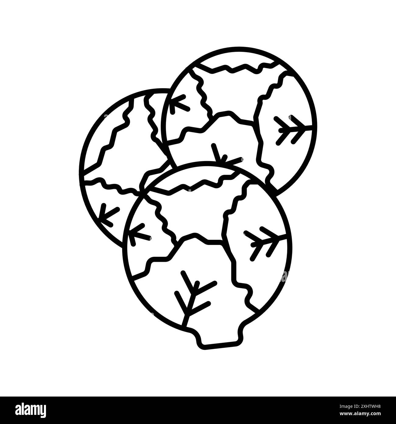 Sprouts de Bruxelles Chbage icône logo linéaire marque set collection en noir et blanc pour le web Illustration de Vecteur