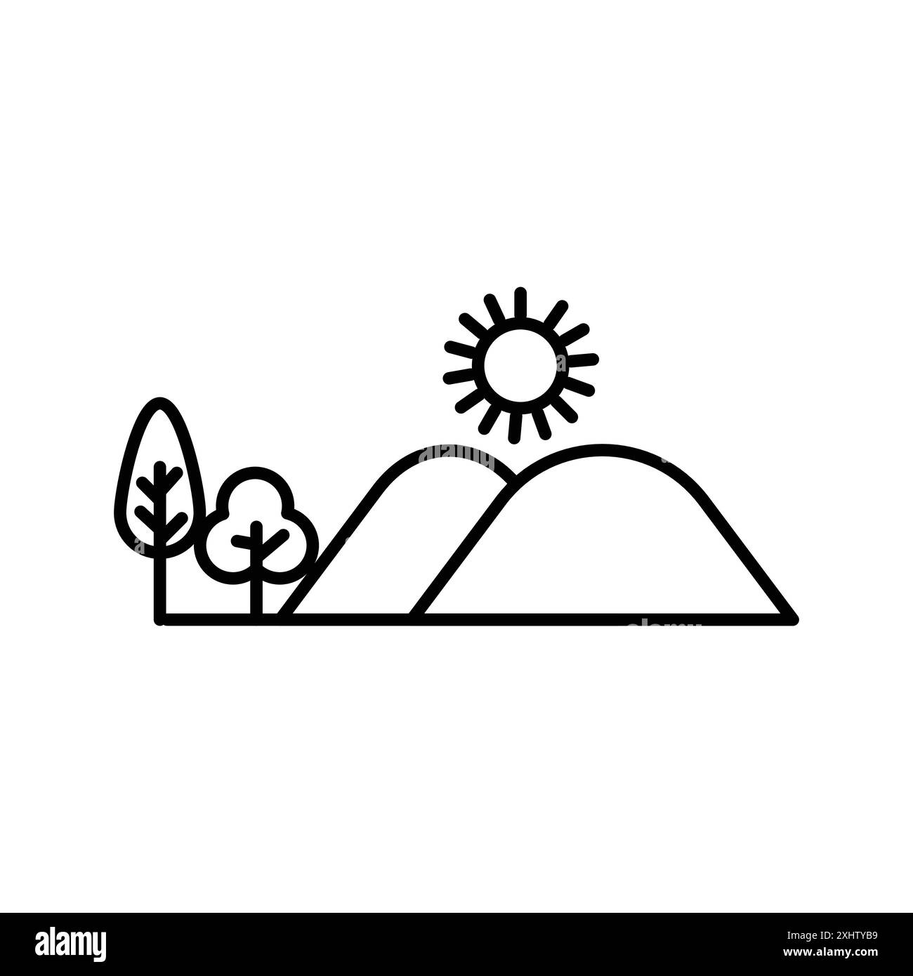 hills icône linéaire logo marque set collection en noir et blanc pour le web Illustration de Vecteur