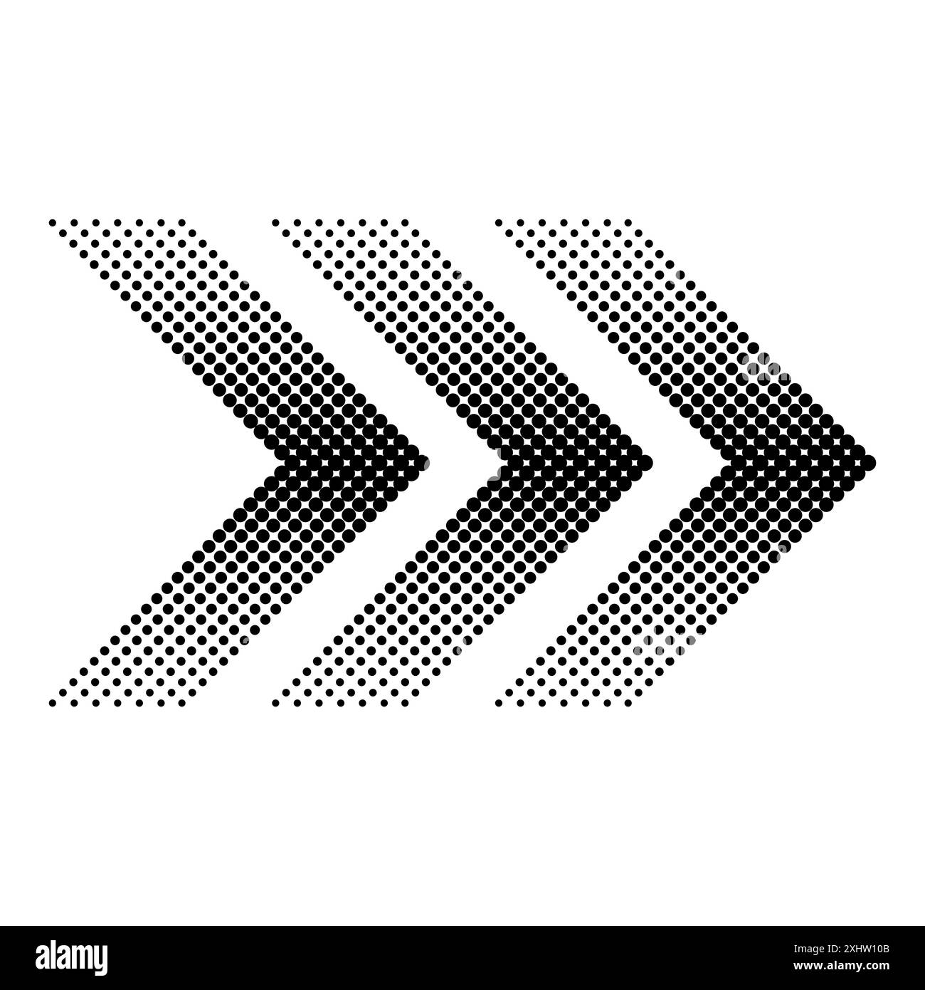 Trois flèches demi-ton. Motif en pointillés noirs. Conception vectorielle. Fond blanc. Illustration de Vecteur