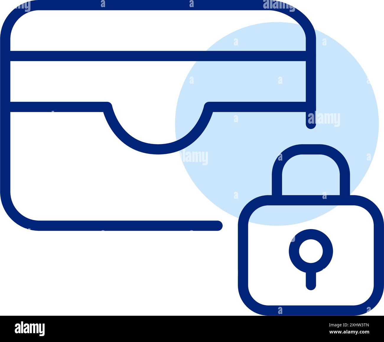 Porte-cartes et serrure. Modes de paiement protégés. Stockage sécurisé des informations de carte. Pixel Perfect, icône de vecteur de contour modifiable Illustration de Vecteur