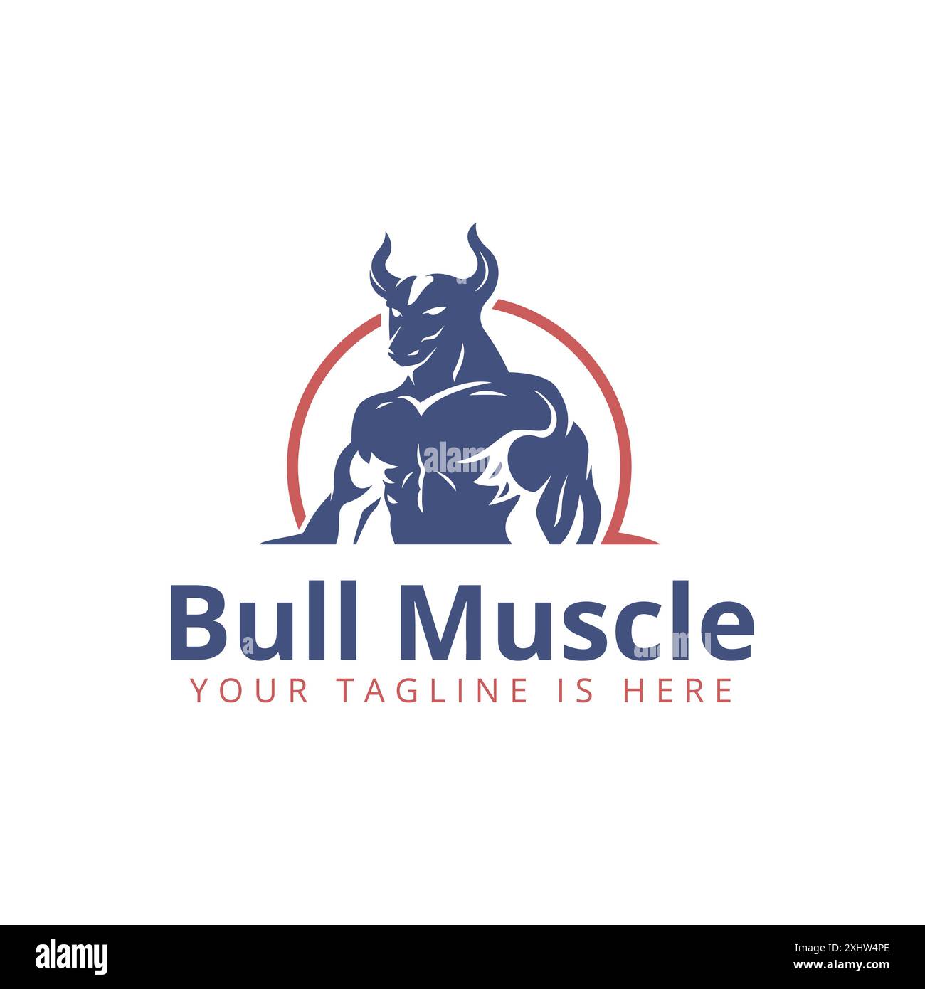 Horned Bull animal nature Strong muscle Circle Line modèle de logo Illustration de Vecteur