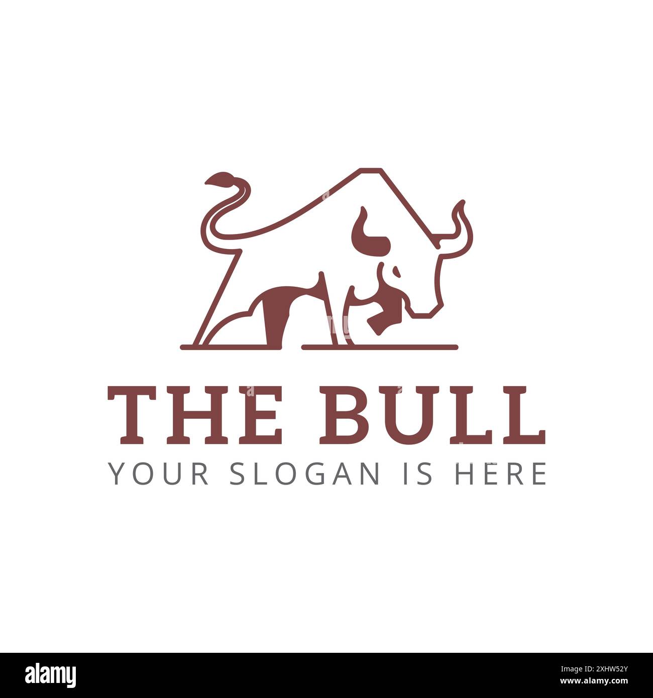 Bull animal nature Attack Angry Line Art logo Template Illustration de Vecteur