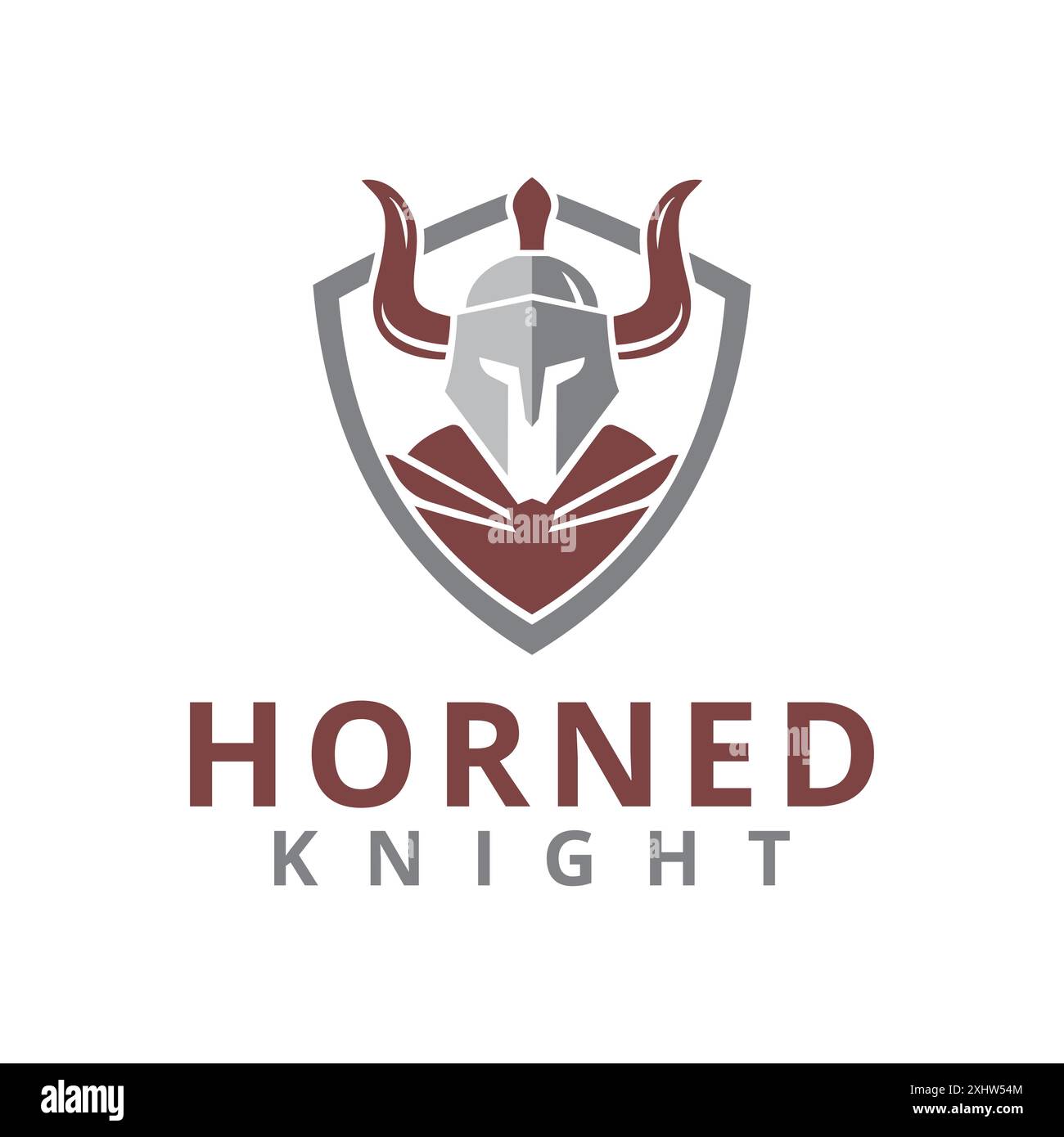 Modèle de logo Strong Shield animal Knight Armor animal Horned Bull Head Illustration de Vecteur