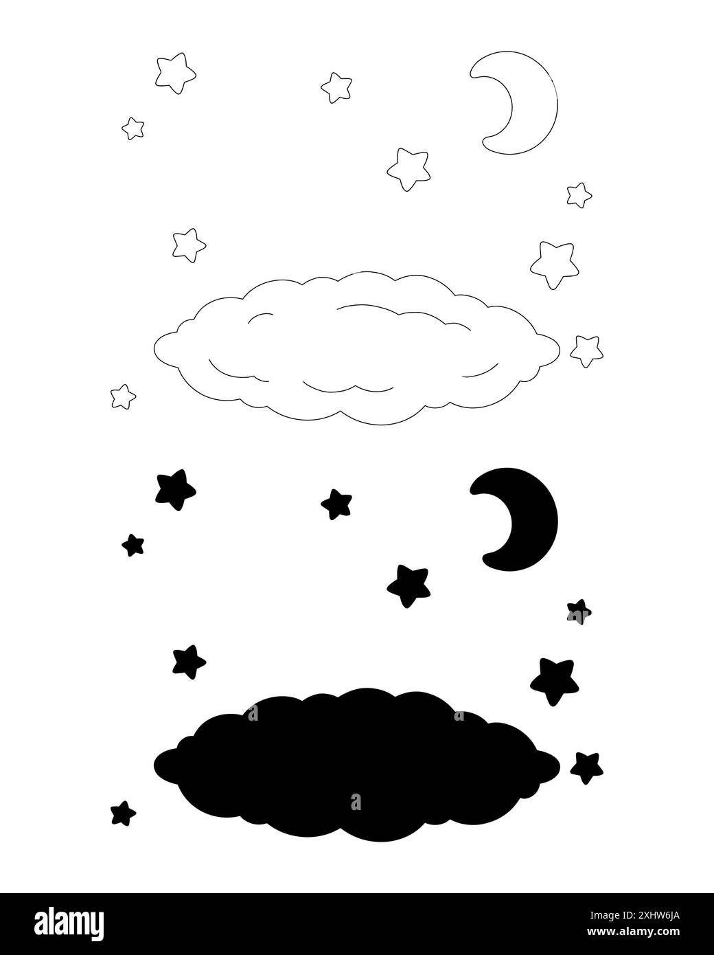 Silhouette noire.Elément de conception.Illustration vectorielle isolée sur fond blanc.Gabarit pour livres, autocollants, affiches, cartes, vêtements. Illustration de Vecteur