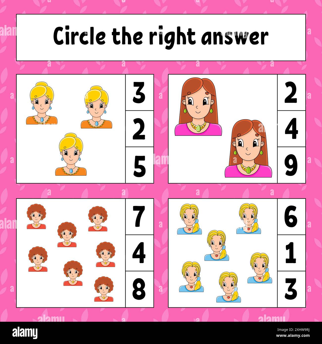 Entourez la bonne réponse. Feuille de travail de développement de l'éducation. Page d'activité avec photos. Jeu pour enfants. Illustration vectorielle isolée par couleur. Drôle cha Illustration de Vecteur