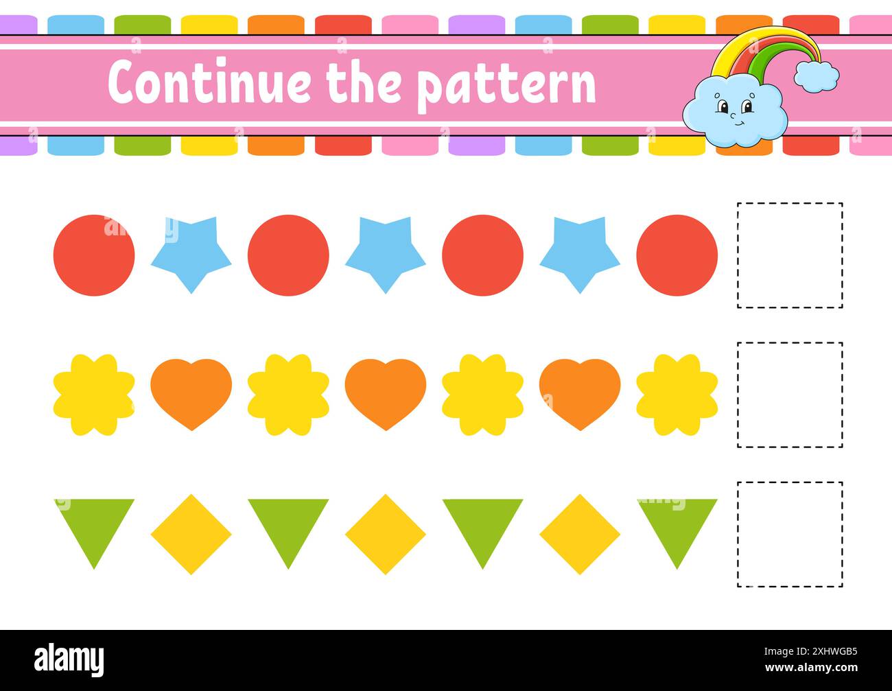 Continuez la répétition. Feuille de travail de développement de l'éducation. Jeu pour enfants. Page activité. Puzzle pour les enfants. Riddle pour l'école maternelle. Vecteur isolé plat il Illustration de Vecteur