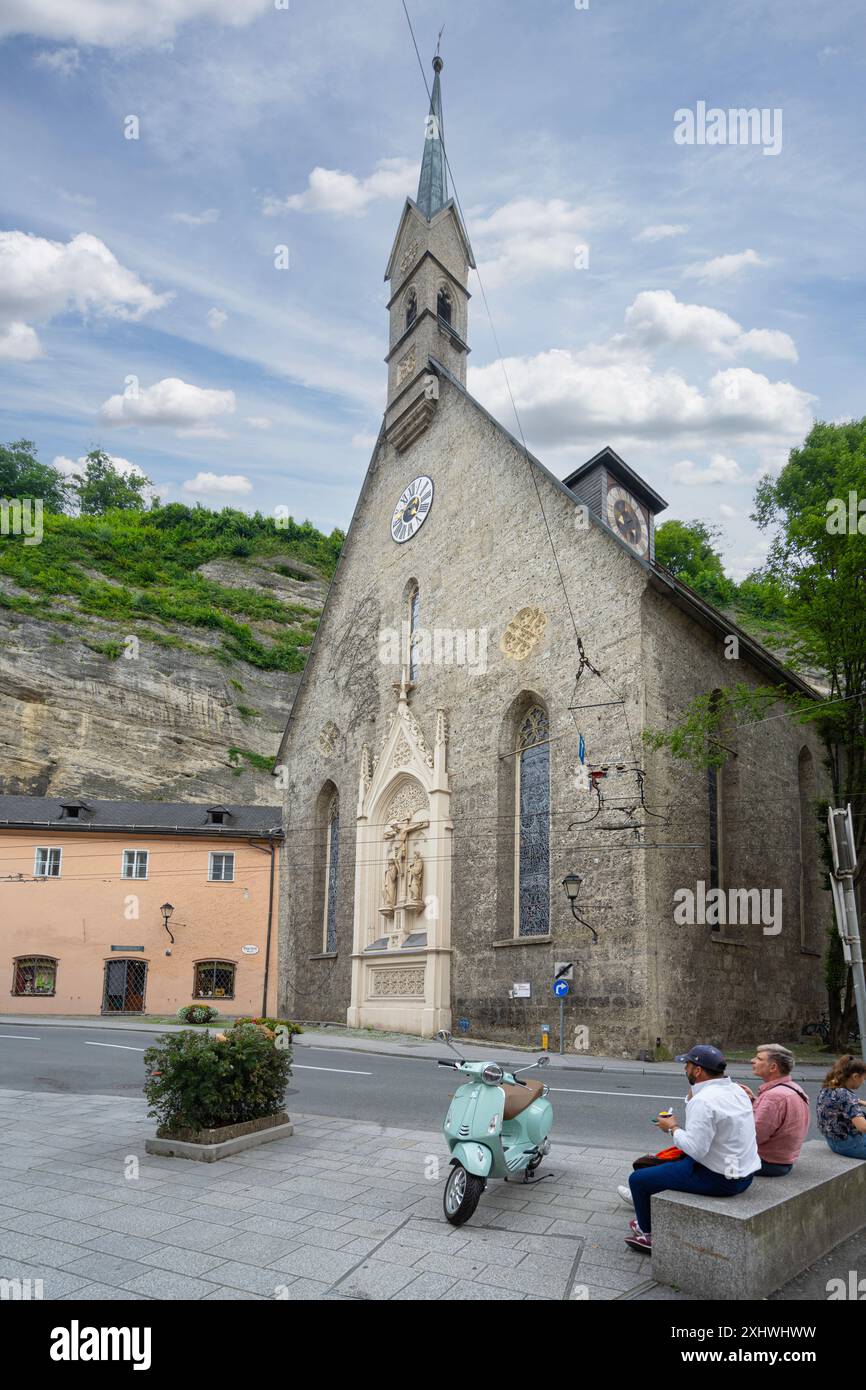 Salzbourg, Autriche. 1er juillet 2024. Vue extérieure de l'église de préparBiagio centre historique de la ville Banque D'Images