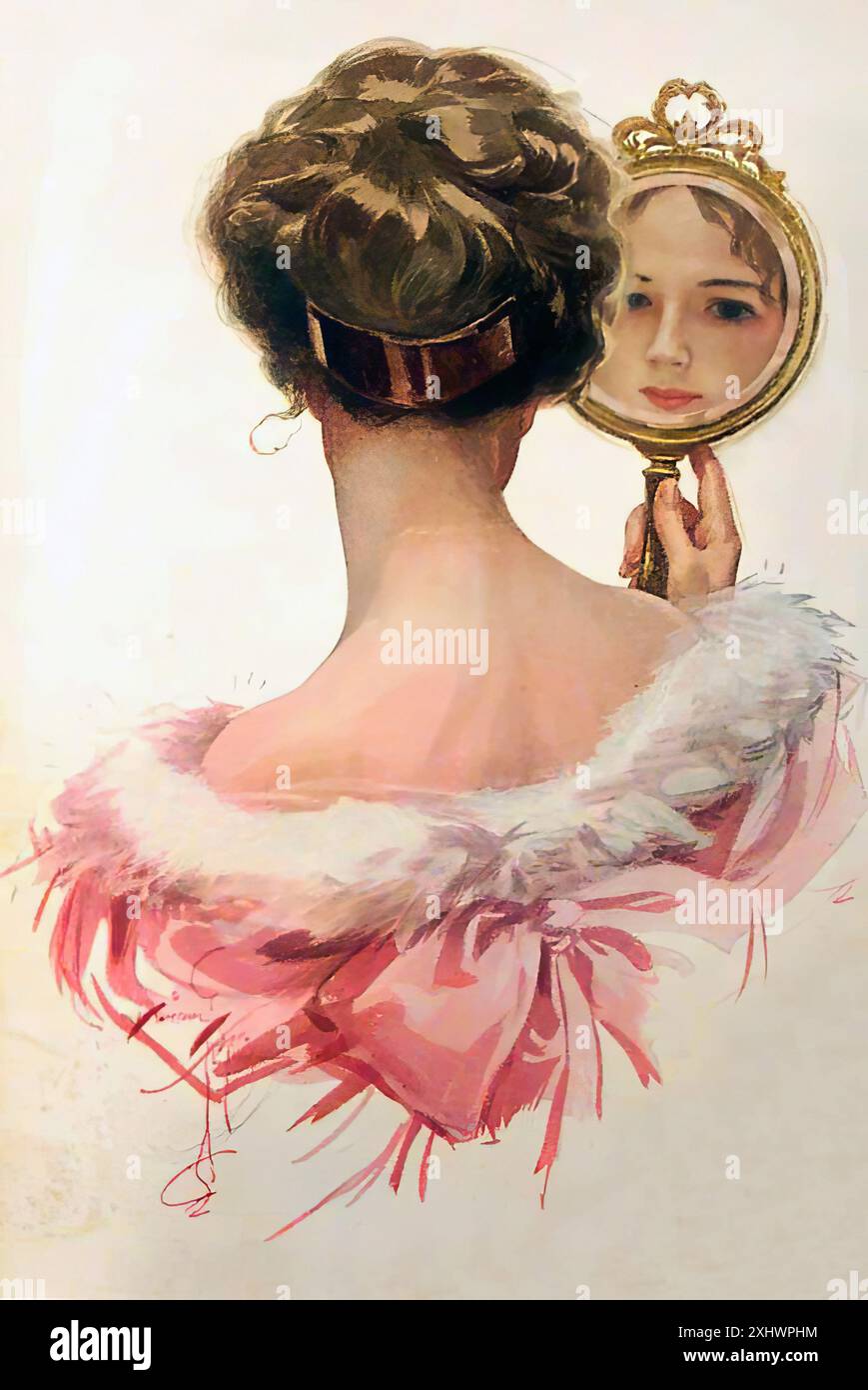 FISHER Harrison (1875-1934) - [miroir] - tirage illustré vintage Banque D'Images