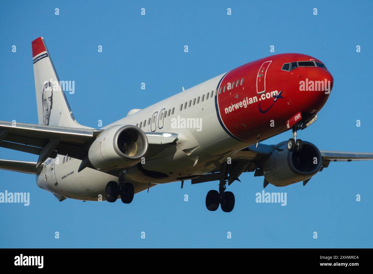 Boeing 737 MAX 8, Norwegian Airlines plane Landing Prague République tchèque Banque D'Images