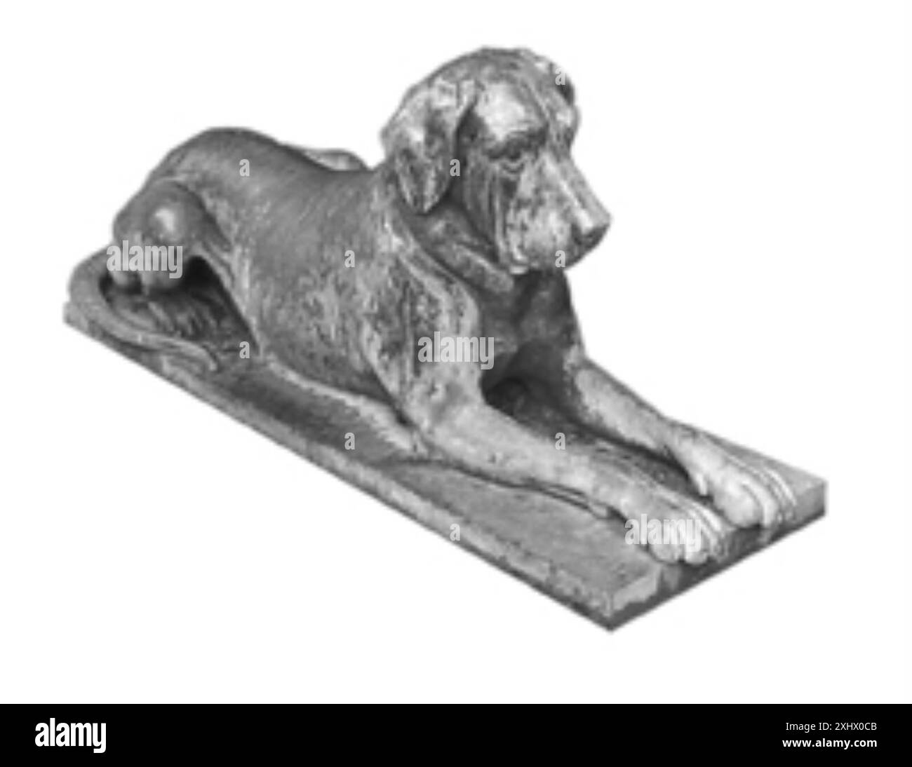 Statue de J.A. Jerichau (1816-1883) représentant un chien couché, partie d'œuvres d'art sculpturales. Banque D'Images