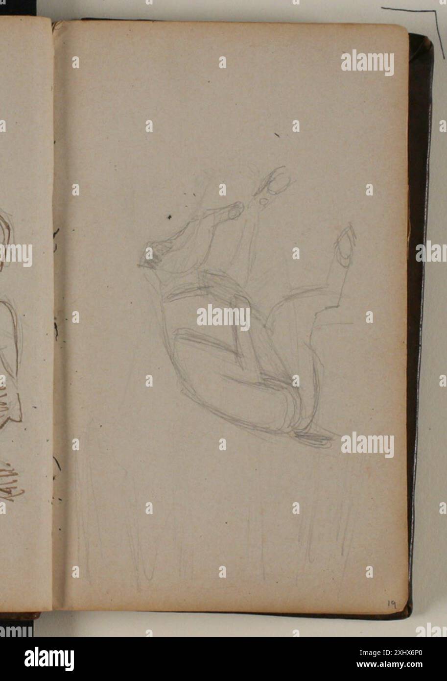 Le dessin de Niels Larsen Stevns représente une étude d'un cheval couché, montrant l'anatomie, la posture et la structure musculaire. Banque D'Images