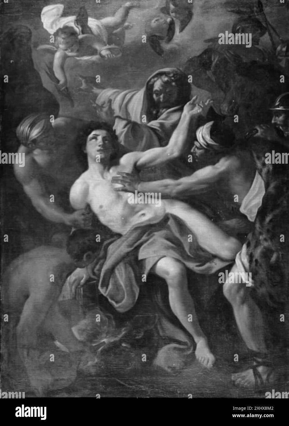 Tableau de Magnus Berg représentant Saint-Laurent, montrant ses attributs, sa posture et sa signification religieuse de la fin du XVIIe au début du XVIIIe siècle baroque norvégien Banque D'Images