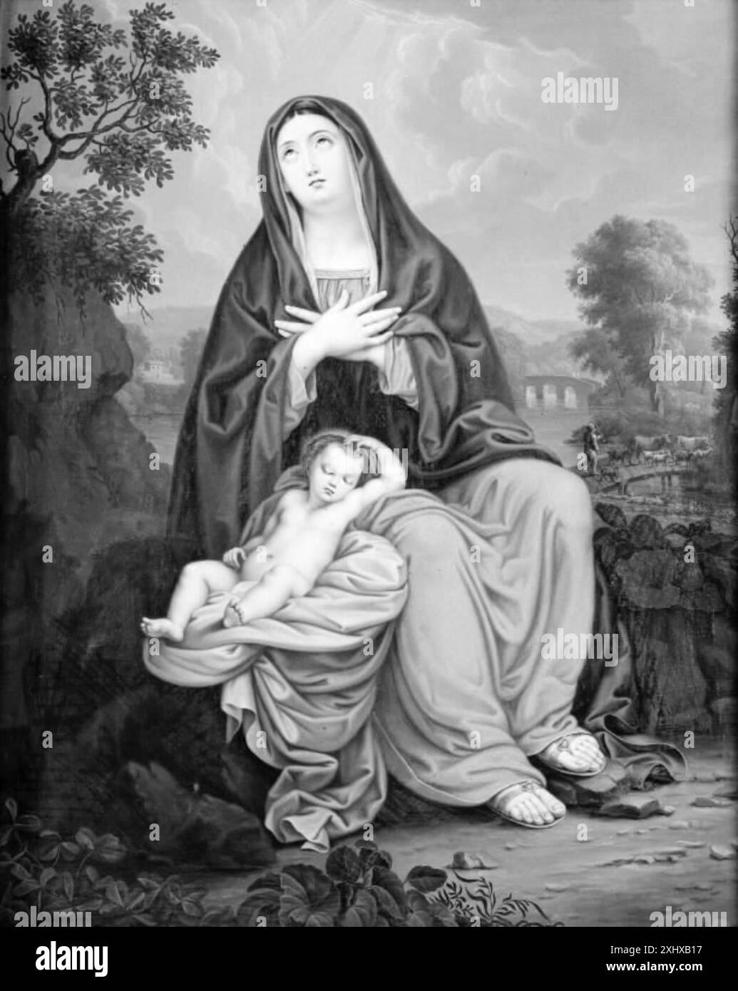 peinture-vierge-marie-et-enfant-banque-d-images-noir-et-blanc-alamy