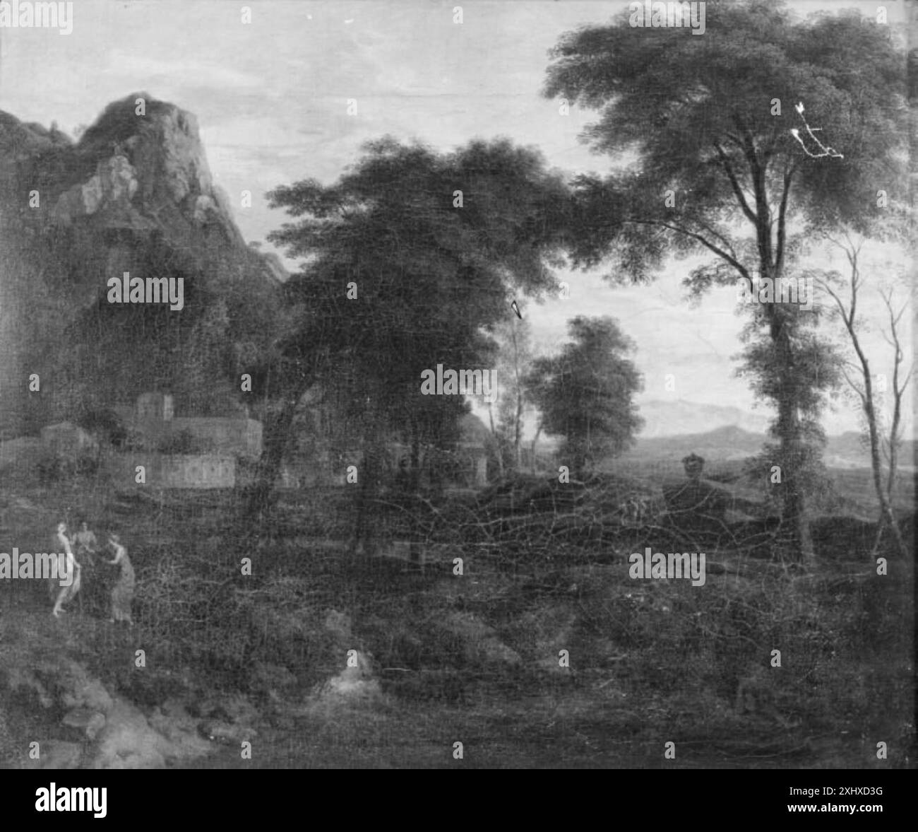 Peinture à l'huile de Johannes Glauber représentant un paysage, créé entre la fin du XVIIe et le début du XVIIIe siècle, illustrant la peinture paysagère néerlandaise et des paysages naturels. Banque D'Images