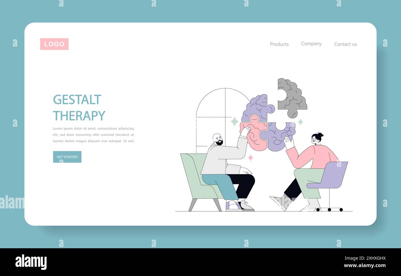 Concept de psychologie humaniste. Thérapeute et client collaborant dans une séance de gestalt-thérapie. Croissance personnelle et bien-être mental. Illustration vectorielle. Illustration de Vecteur