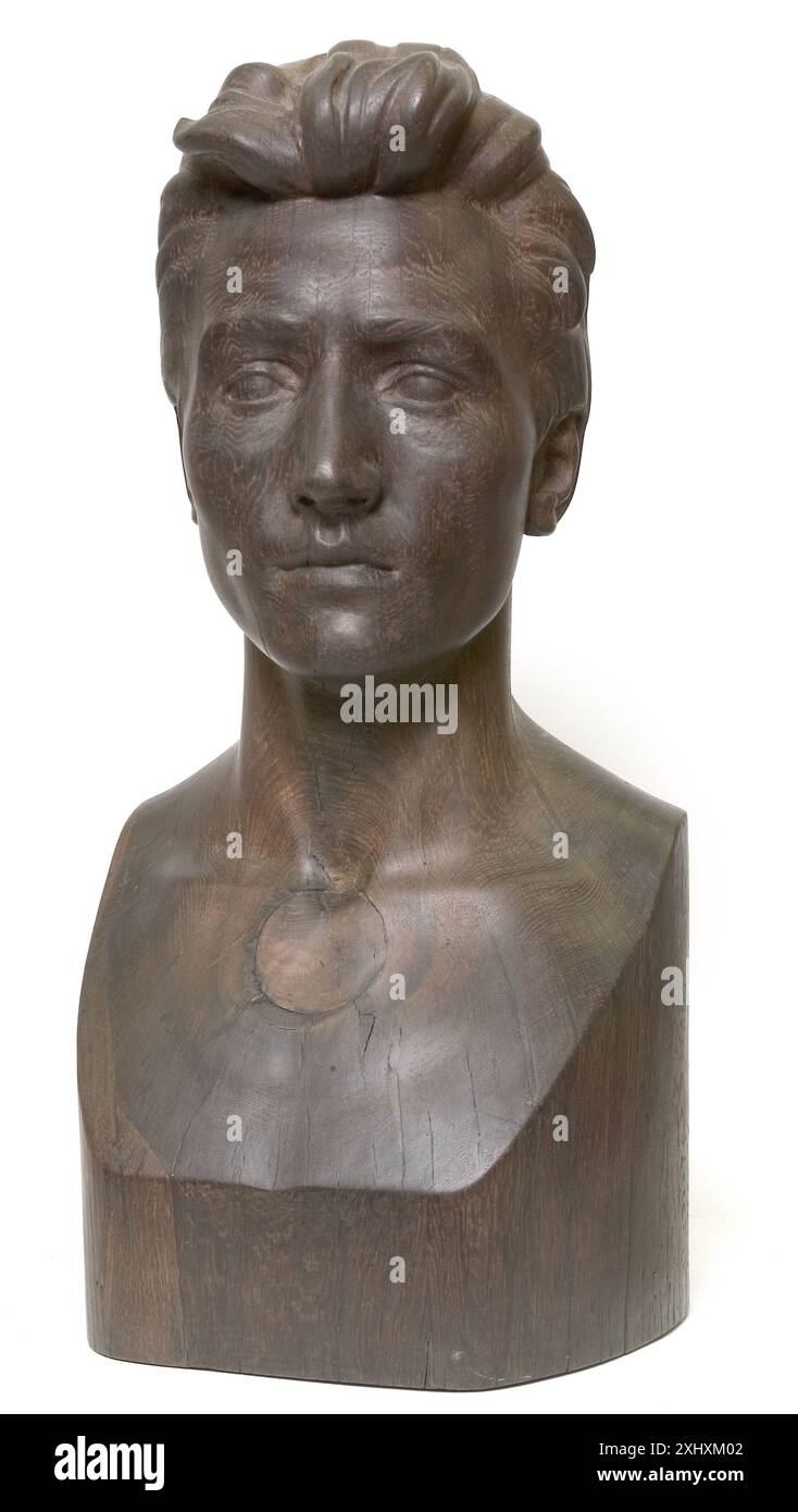 Herma de Jens Lund représentant le peintre et sculpteur Marius Hammann, montrant la tête et les épaules sous forme sculpturale. Banque D'Images