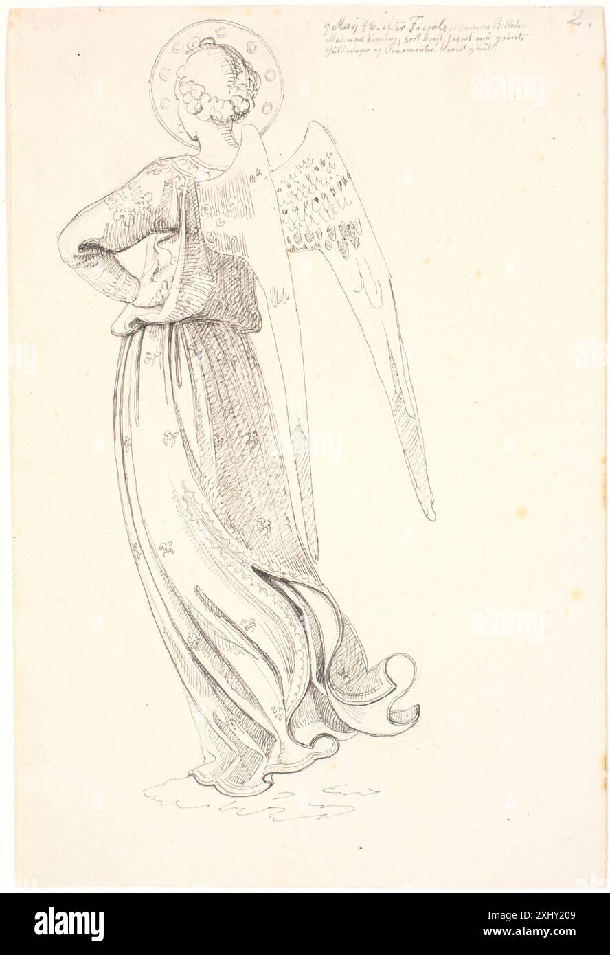 Ange vu de l'arrière - d'après Angelico Lundbye, Johan Thomas 1818 - 1848 dessin Engel Set fra ryggen - efter Fra Angelico Banque D'Images