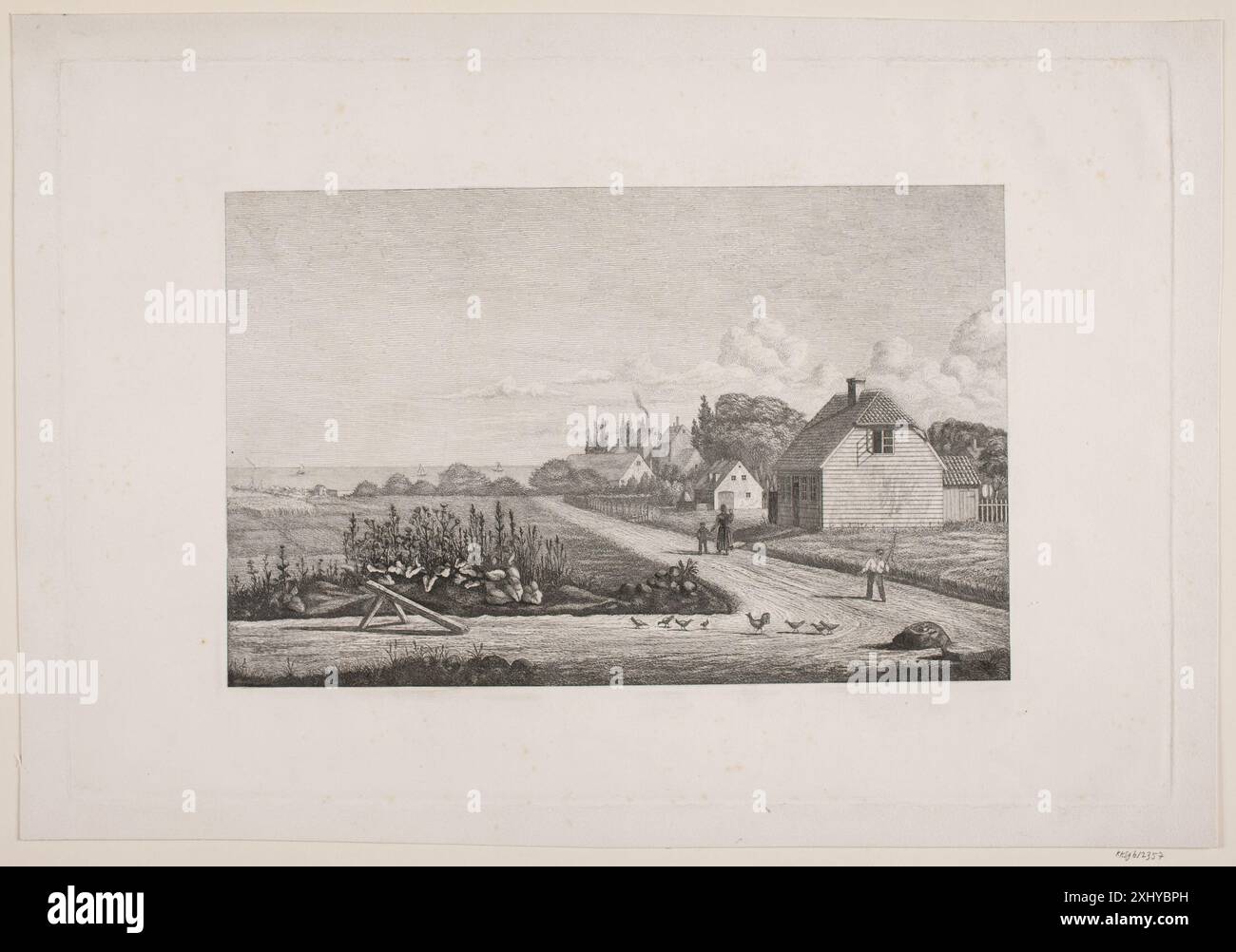 Gravure représentant la combustion de chaux dans une nouvelle installation de Copenhague, créée par Christian Piil, illustrant l'activité industrielle au Danemark. Banque D'Images