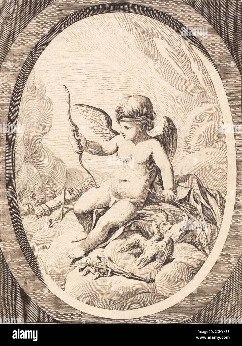 Cupid Clemens, J.F. 1748 - 1831 gravure sur cuivre, impression Johan Frederik Clemens : skitseret som Konstner og Menneske, J.C. Fick, omt. p. 4, 2174, 1851. J.F. Clemens : Biografi samt Fortegnelse sur hans Kobberstik. Avec un résumé francais, Leo Swane, omt. Pp. 91-92 og p. 136, 9968, 1929 Cupido Banque D'Images