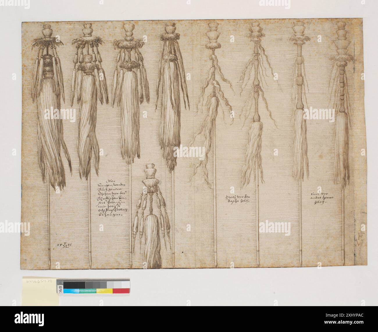 Neuf Oxtails montés comme étalons Lorck, Melchior 1526 - 1583 dessin Renaissance og kunstens historie i Danmark, Francis Beckett, p.189, 1370, 1897. Danmark og renæssancen 1500-1650, Ubekendt, Illinois. p. 287, 2006-177, 2006. Melchior Lorck : dessins de la collection Evelyn à Stonor Park, Angleterre, et du Département des estampes et dessins, Musée royal des Beaux-Arts, Copenhague, Erik Fischer, Kat.NR.9, p.24, 29509, 1962. Europa und der Orient : 800-1900: [Ausstellung, 28. Mai - 27. Août 1989], Ubekendt, p. 798, C 18071, [1989]. Melchior Lorck, Erik Fischer, Nr. 1565,3, C 46095, 2009. Banque D'Images