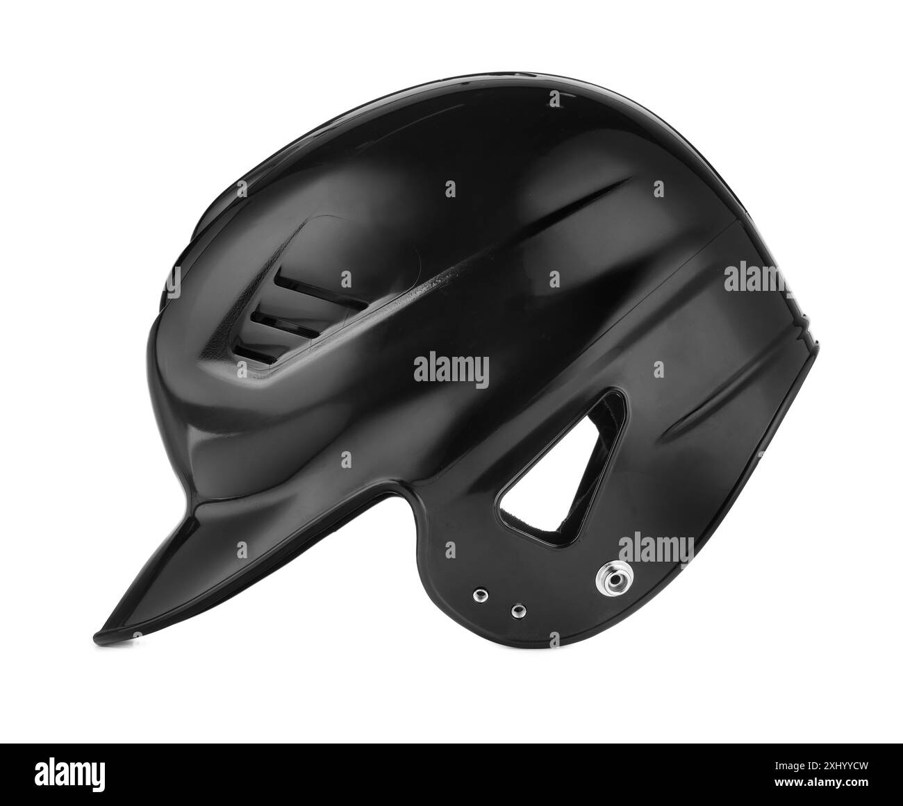 Un casque de baseball noir isolé sur blanc Banque D'Images