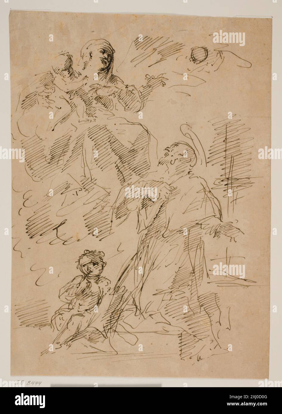 Madone et enfant dans les nuages, avec Saint Jean de Nepomuk en dessous de Diziani, Gaspare 1689 - 1767 dessin vénitien. Dessins italiens dans le département de la collection royale d'art graphique, Statens Museum for Kunst, Chris Fischer, NR. 140, 2018 Madone et enfant dans les nuages, avec St Jean de Nepomuk ci-dessous Banque D'Images