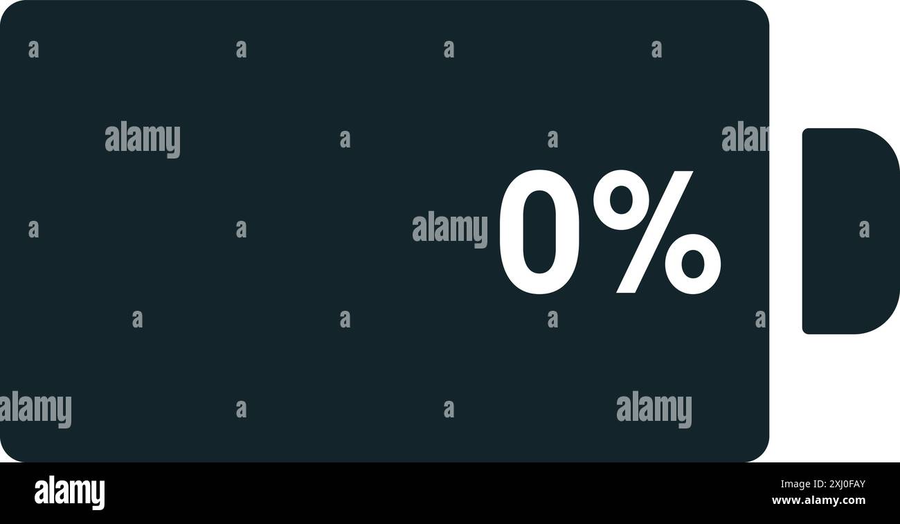 Icône de batterie complètement vide : une illustration vectorielle en monochrome, représentée entièrement remplie. Illustration de Vecteur