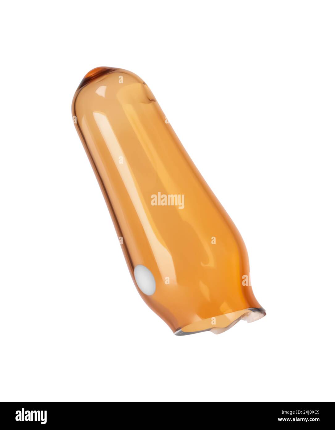 Pointe conique d'ampoule en verre ouvert isolée sur blanc Banque D'Images