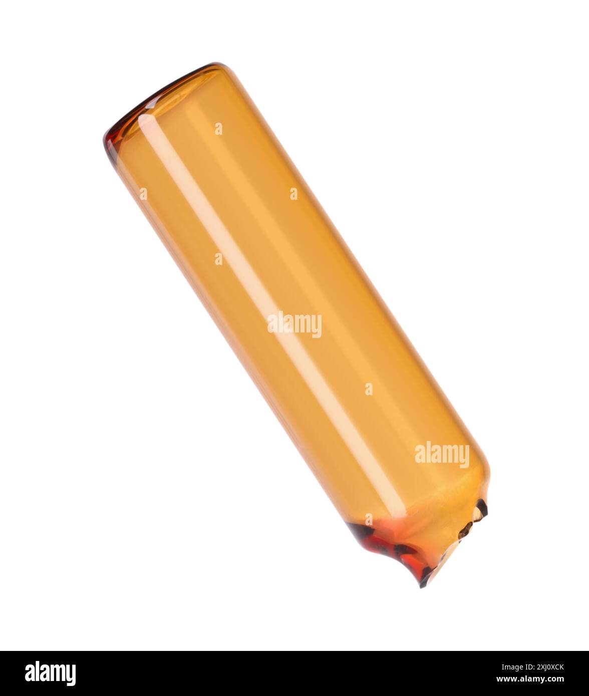 Ampoule en verre vide ouverte isolée sur blanc Banque D'Images