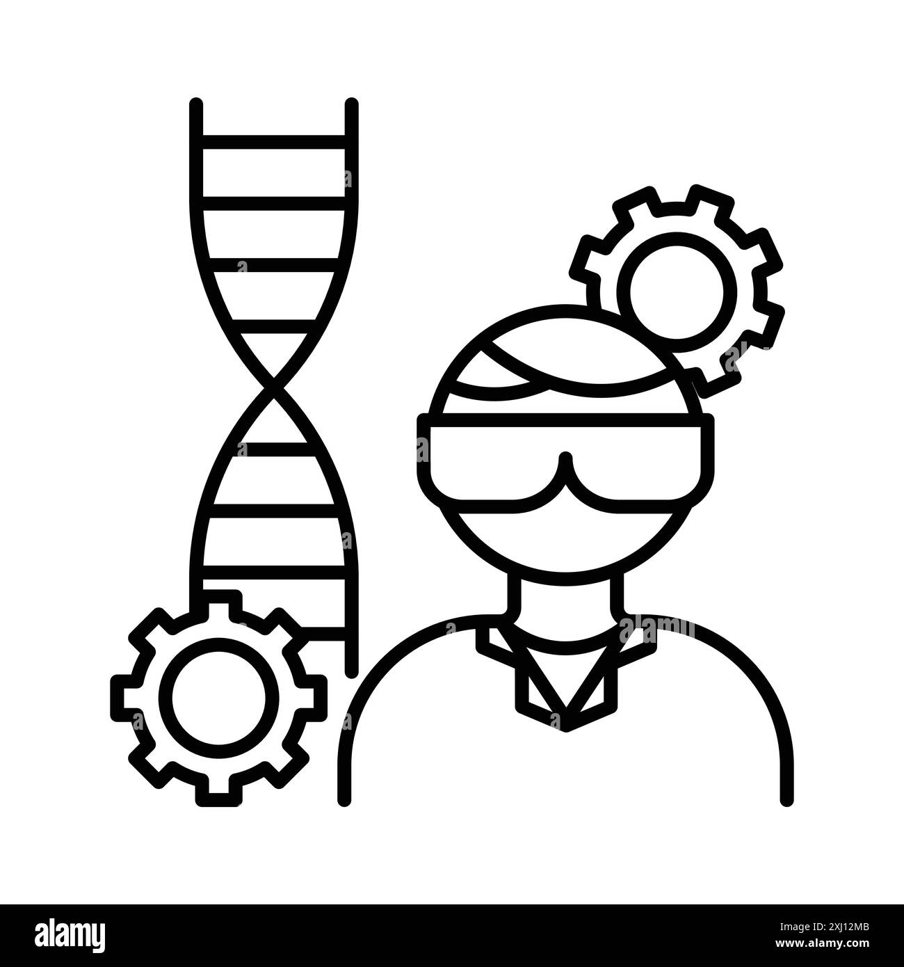 Icône d'ingénieur biomédical linéaire logo marque set collection en noir et blanc pour le web Illustration de Vecteur