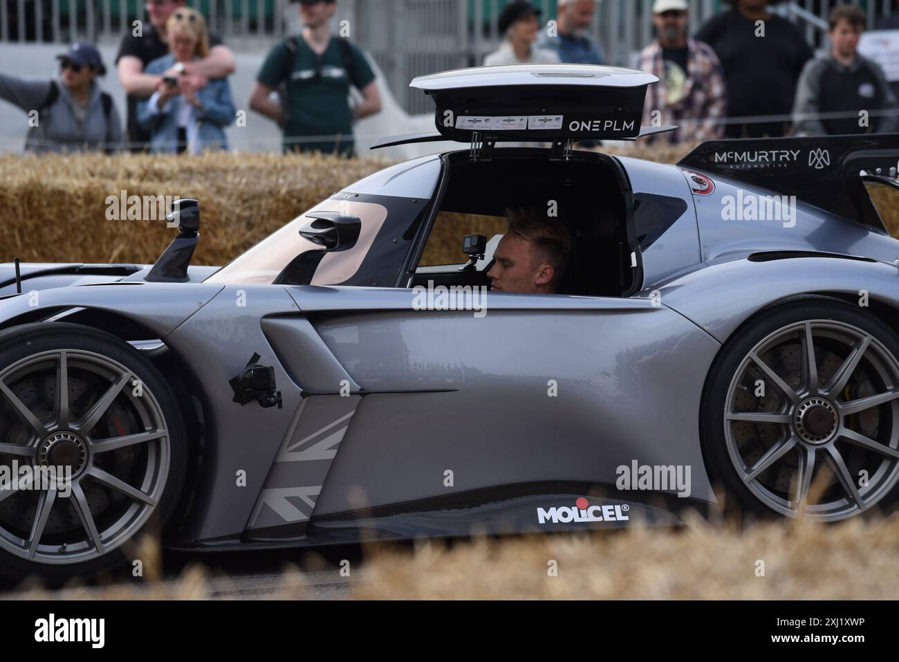 Goodwood Festival of Speed, voiture électrique McMurtry Speirling, voiture développée par McMurtry Automotive, détenteur actuel du record de Goodwood Hill Climb, Banque D'Images