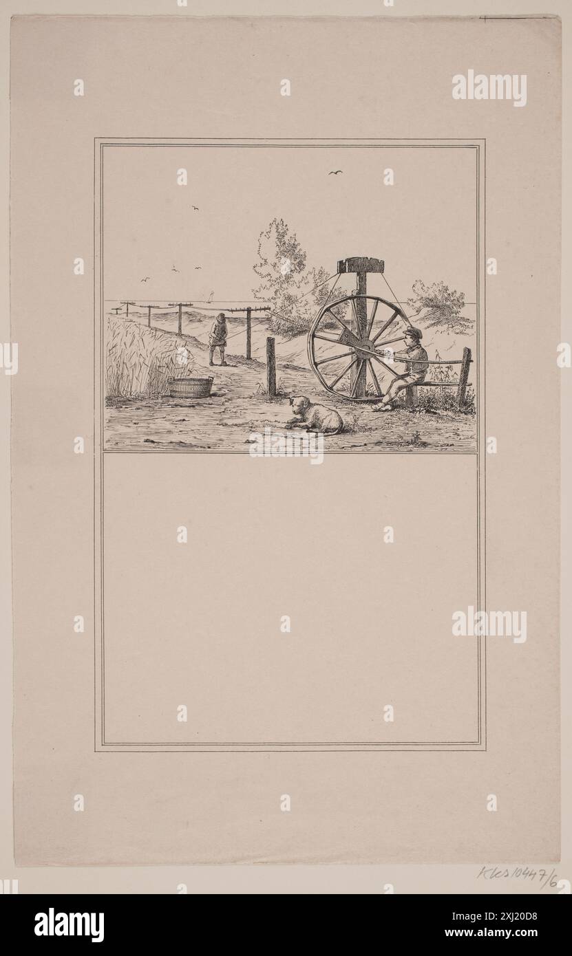 Lithographie montrant un entrepôt de cordes, créé comme test de tirage par Adolph Kittendorff et Martinus Rørbye pour une série de photos pour enfants. Banque D'Images