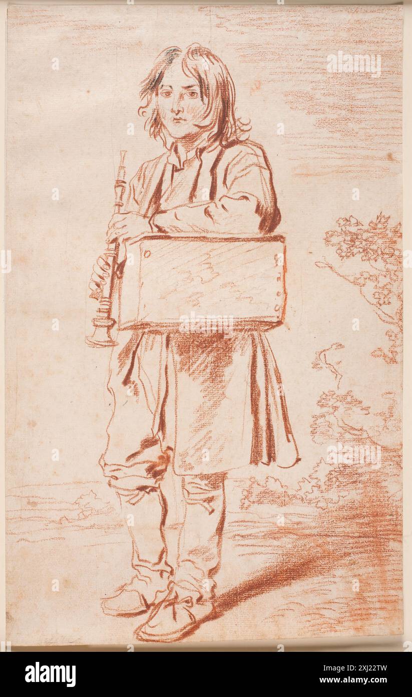 Jeunes Savoyards. Helfigure un visage t.v., debout, sur une épaule accroche une boîte de la murmonerie, dans ses mains il tient la flûte Watteau, Antoine 1684 - 1721 dessin Watteau : les dessins, Ubekendt, Kat. nr. 29, omt. p. 84, ill. P. 85, d 45561, 2011. Antoine Watteau : 1684-1721, Pierre Rosenberg, p. 468 i del I, Kat NR. 295, K1997-323, 1996 Ung Savoyarder. Helfigur en face t.v., stående, over den ene skulder hænger en kasse Med murmeldyret, i hænderne holder han fløjten Banque D'Images