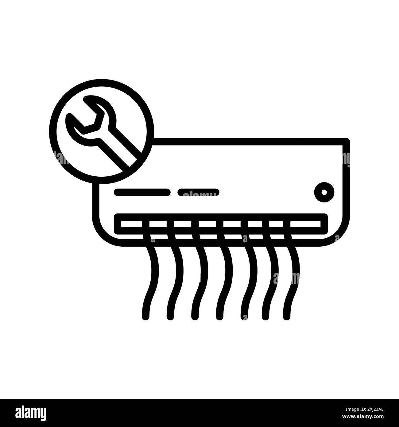 Réparer l'icône du climatiseur marque linéaire logo set collection en noir et blanc pour le Web Illustration de Vecteur