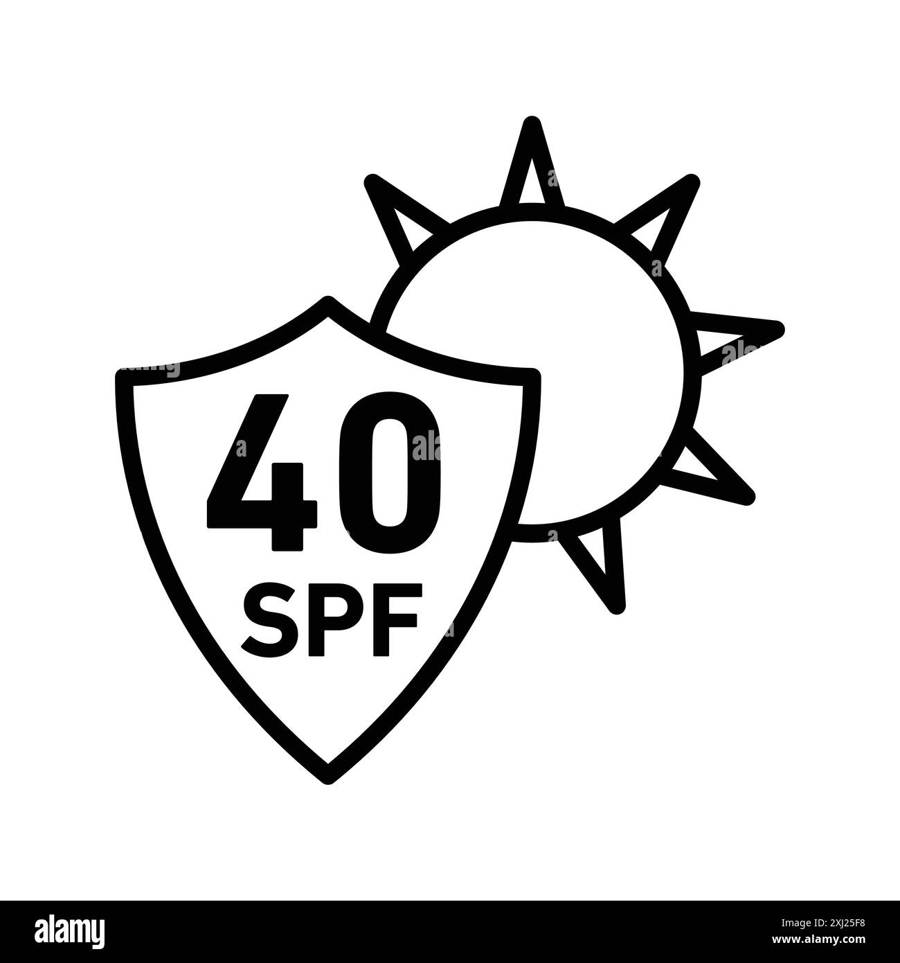 Facteur de protection solaire 40 icône linéaire logo Mark Set collection en noir et blanc pour le web Illustration de Vecteur