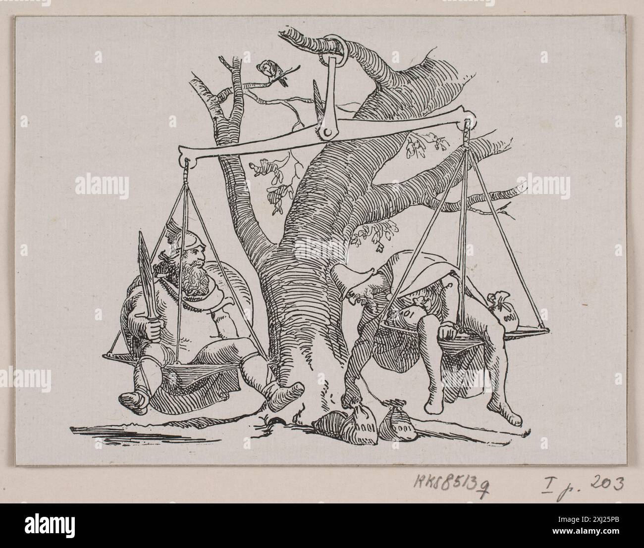 Gravure en relief de Lorenz Frølich représentant le voyage de Svend Tveskægs en Angleterre et la bataille de Svold, montrant des personnages, des navires et des éléments de bataille. Banque D'Images