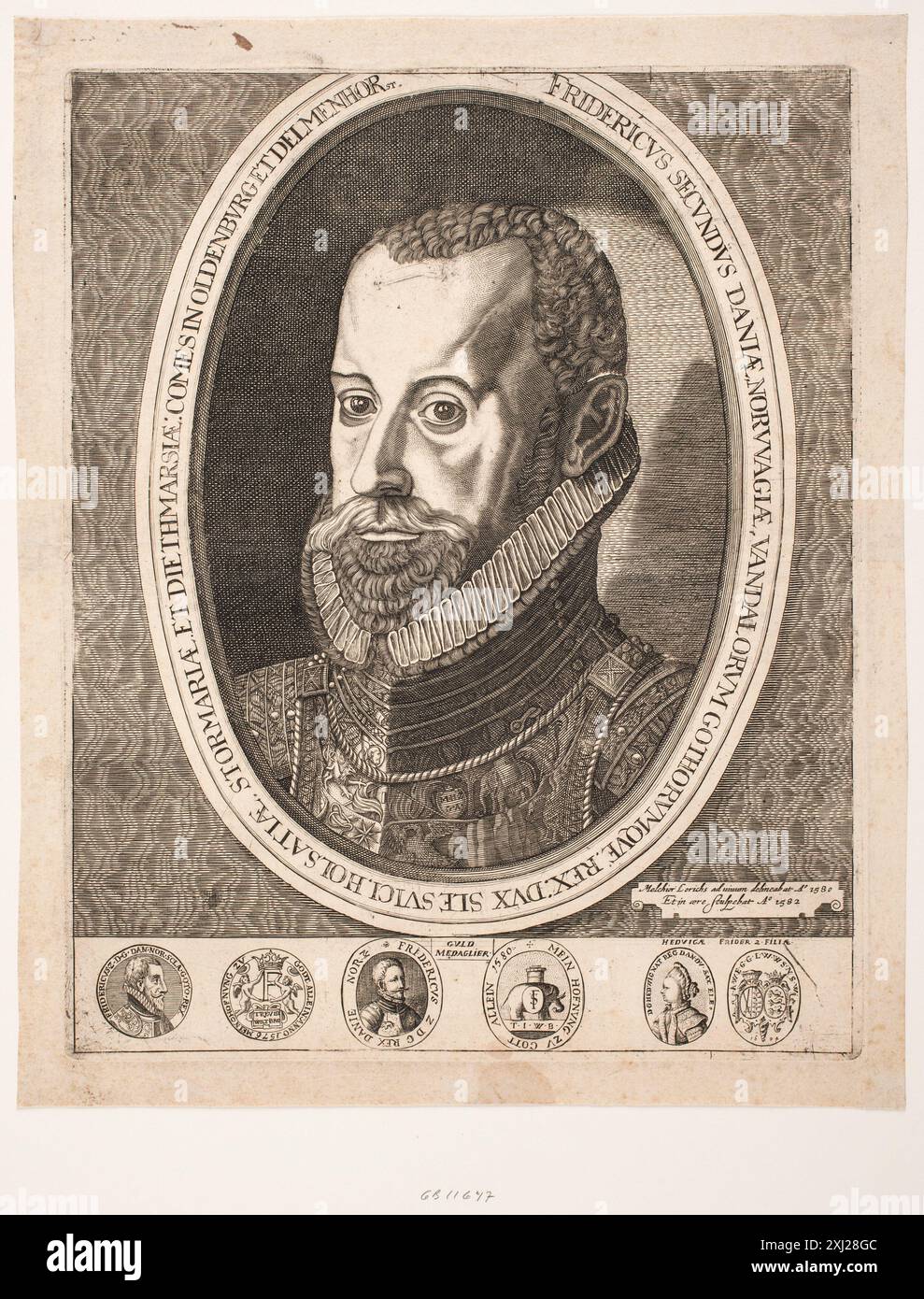 Roi Frederik II de Danemark Lorck, Melchior 1526 - 1583 gravure sur cuivre, impression Melchior Lorck, Erik Fischer, CFF NR. 1582,1, C 46095 , 2009. Gravures, gravures et gravures allemandes de Hollstein 1400-1700 (vol. XXXI), Michael Ostendorfer (suite) à Georg Pencz, Robert Zijlma, vol. XXII, NR. 24, 54893, 1991 Roi Frédéric II de Danemark Banque D'Images