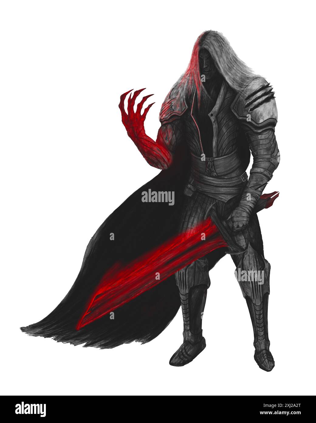 Chevalier fantaisie, concept de fantaisie sombre en armure avec une épée Banque D'Images